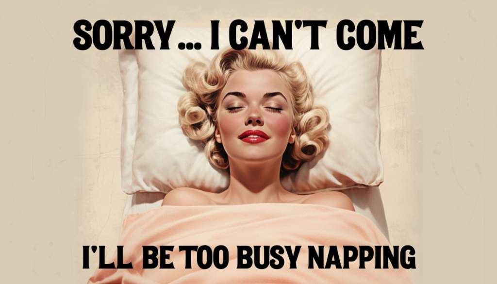 Vintage-Poster-Showing-Serene-Woman-Napping-With-Text-1024x585 Você só quer dormir, mas o cérebro tem outros planos: como a Higiene do Sono pode ajudar!